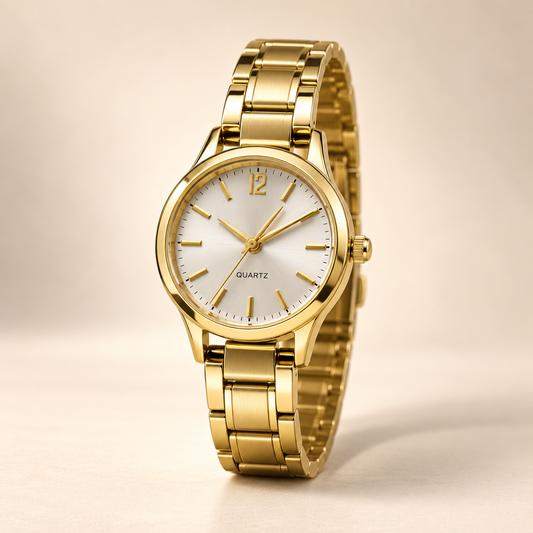Golden Crystal Watch & Jewellery Set