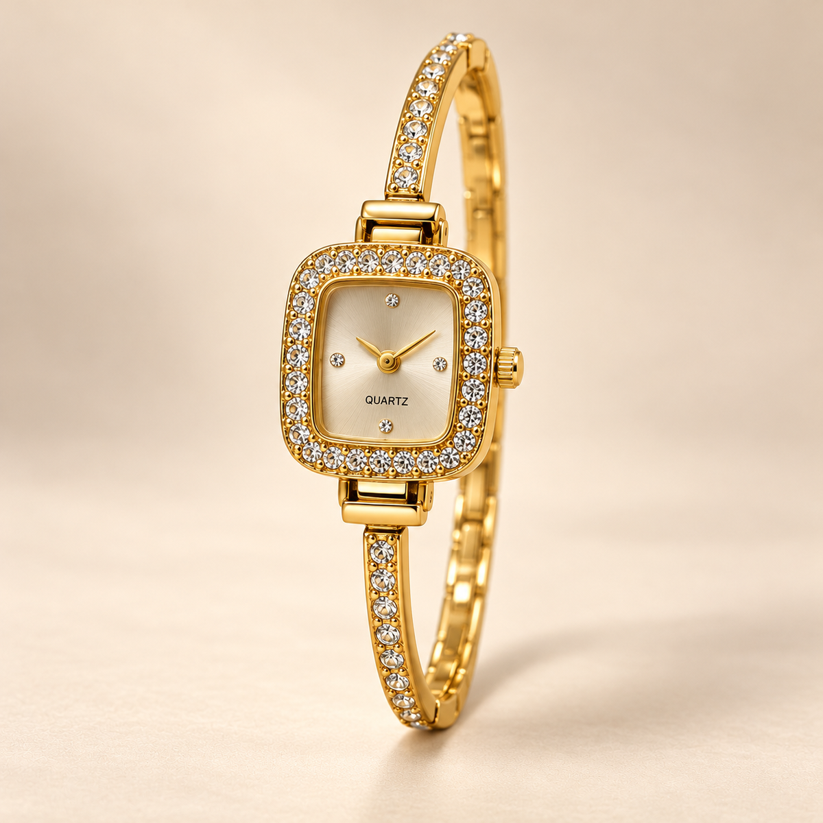 Golden Teardrop Crystal Watch & Jewellery Set