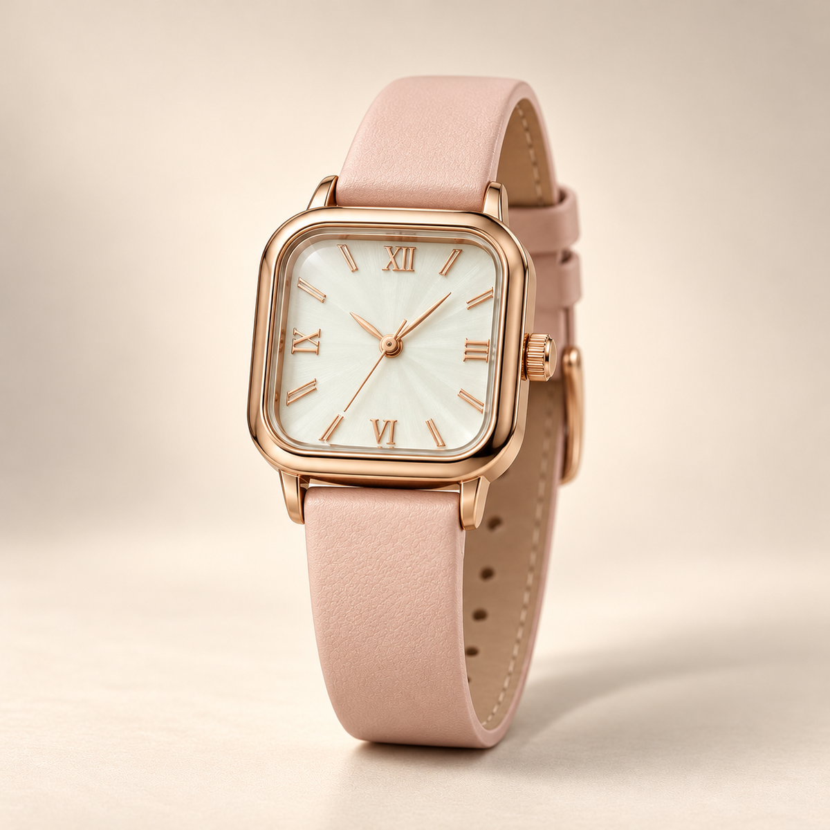 Blush Marble Dial Watch & Jewellery Set