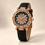 Rose Gold Floral Dial Watch & Bracelet Set