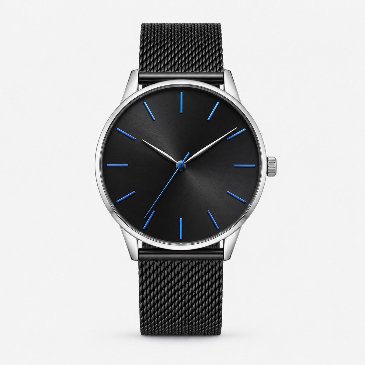 Blue Hour Black Mesh Men's Watch – front hero
