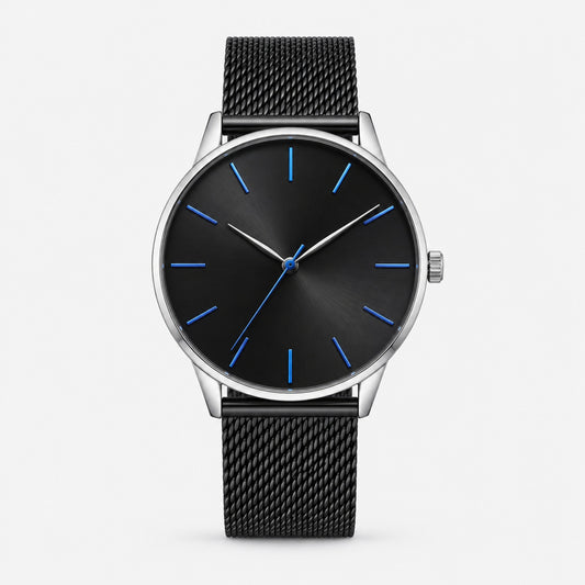 Blue Hour Black Mesh Men's Watch – front hero