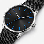 Blue Hour Black Mesh Men's Watch – dial macro
