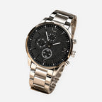 Carbon Noir Silver Bracelet Men's Watch — Angled product display