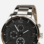 Carbon Noir Silver Bracelet Men's Watch — Silver bracelet detail
