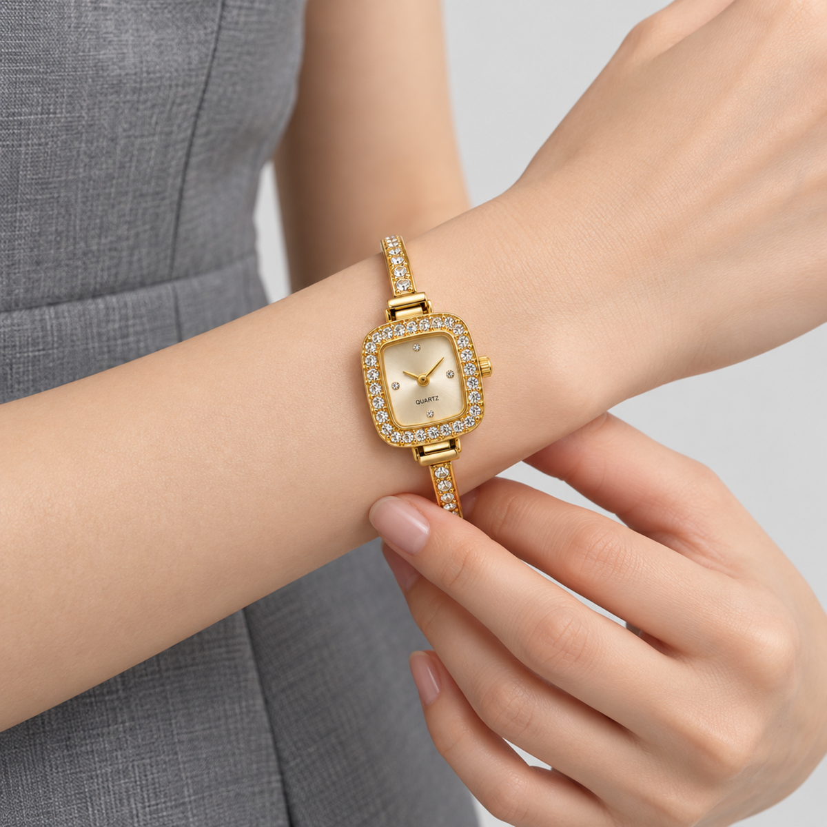 Golden Teardrop crystal watch — wrist styling 9