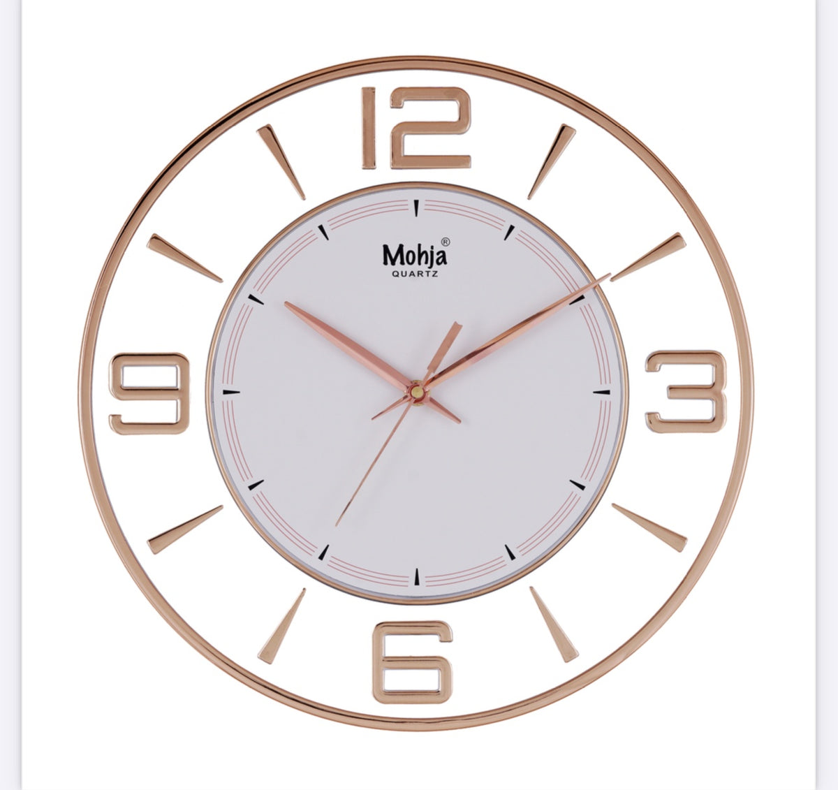 MOHJA 1 – Aurelia Rose Gold Open-Frame Wall Clock | 12 Inch – front view