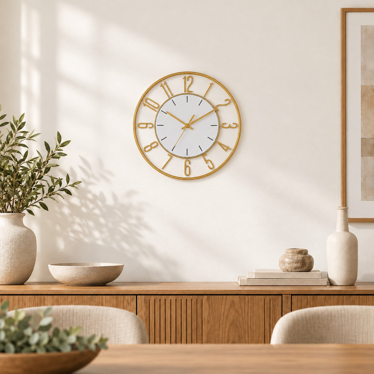 MOHJA 2 – Golden Halo Open-Frame Wall Clock | 12 Inch – lifestyle room setting