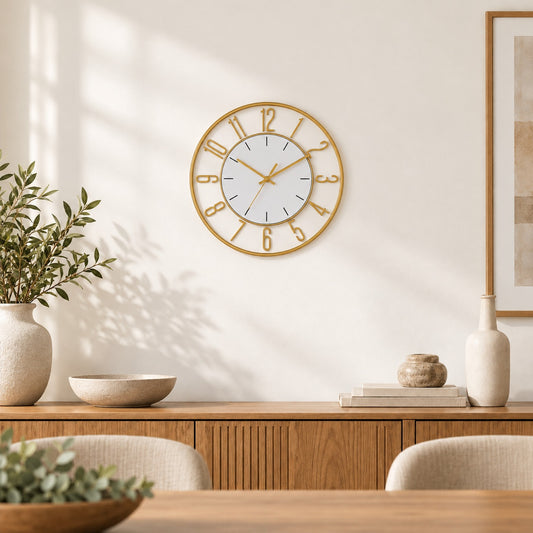 MOHJA 2 – Golden Halo Open-Frame Wall Clock | 12 Inch – lifestyle room setting