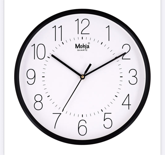 MOHJA 3 – Monochrome Classic Black & White Wall Clock | 12 Inch – detail or rear view