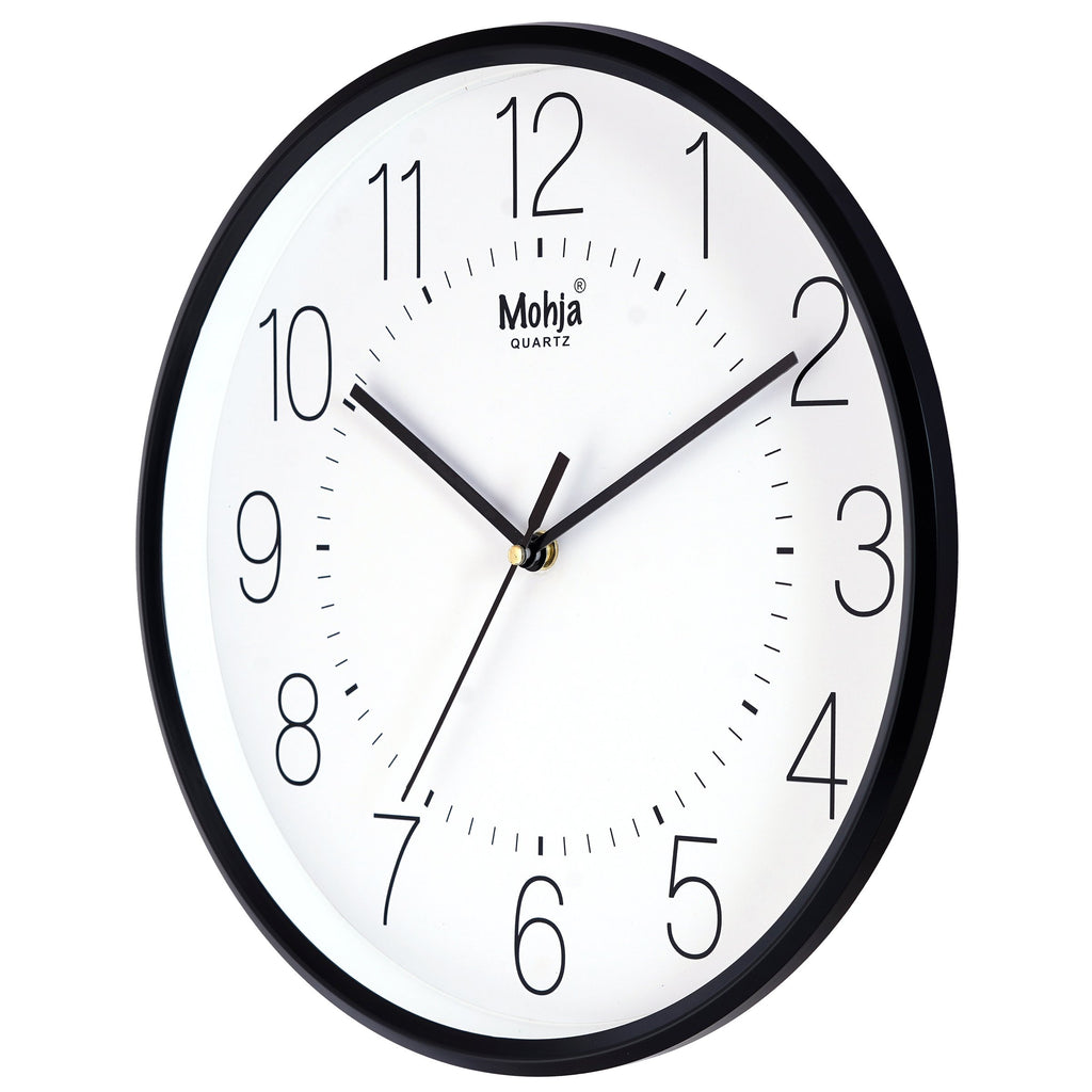 MOHJA 3 – Monochrome Classic Black & White Wall Clock | 12 Inch – front view