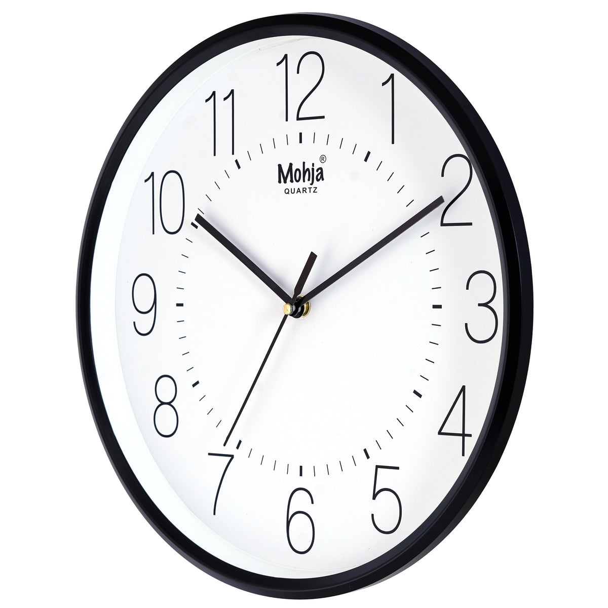 MOHJA 3 – Monochrome Classic Black & White Wall Clock | 12 Inch – front view