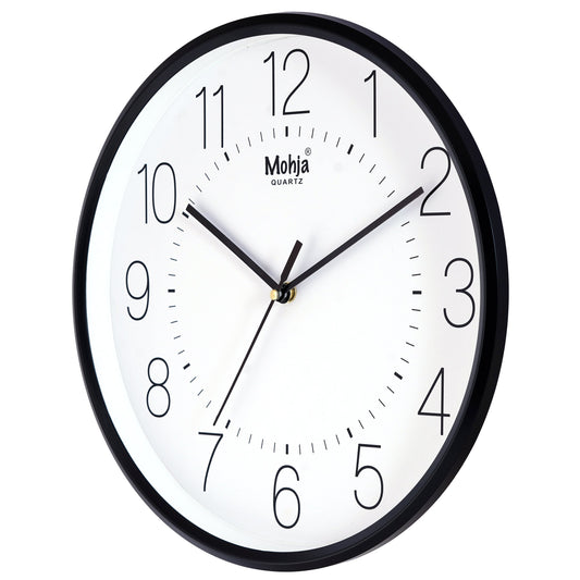 MOHJA 3 – Monochrome Classic Black & White Wall Clock | 12 Inch – front view