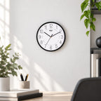 MOHJA 3 – Monochrome Classic Black & White Wall Clock | 12 Inch – lifestyle room setting