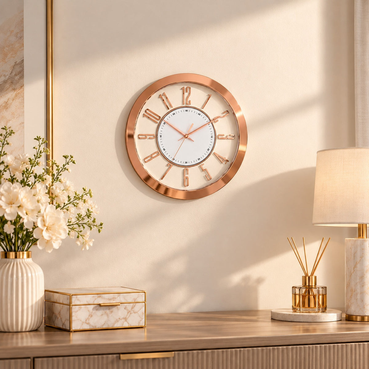 MOHJA 4 – Copper Aura Open-Frame Wall Clock | 12 Inch – lifestyle room setting