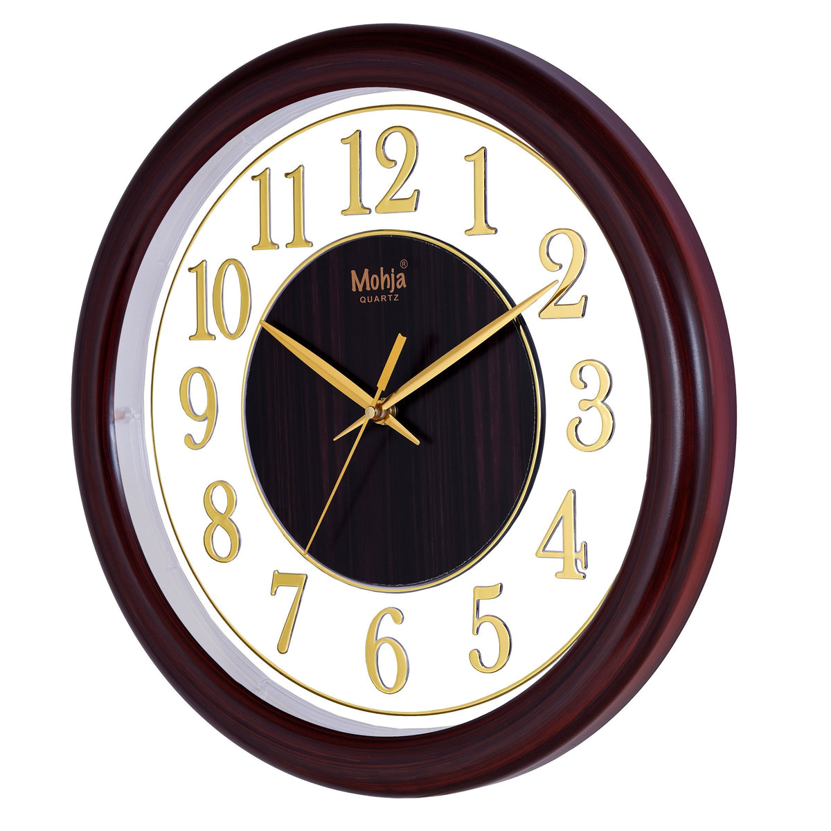 MOHJA 5 – Heritage Burgundy & Gold Round Wall Clock | 12 Inch – alternate room styling or product angle