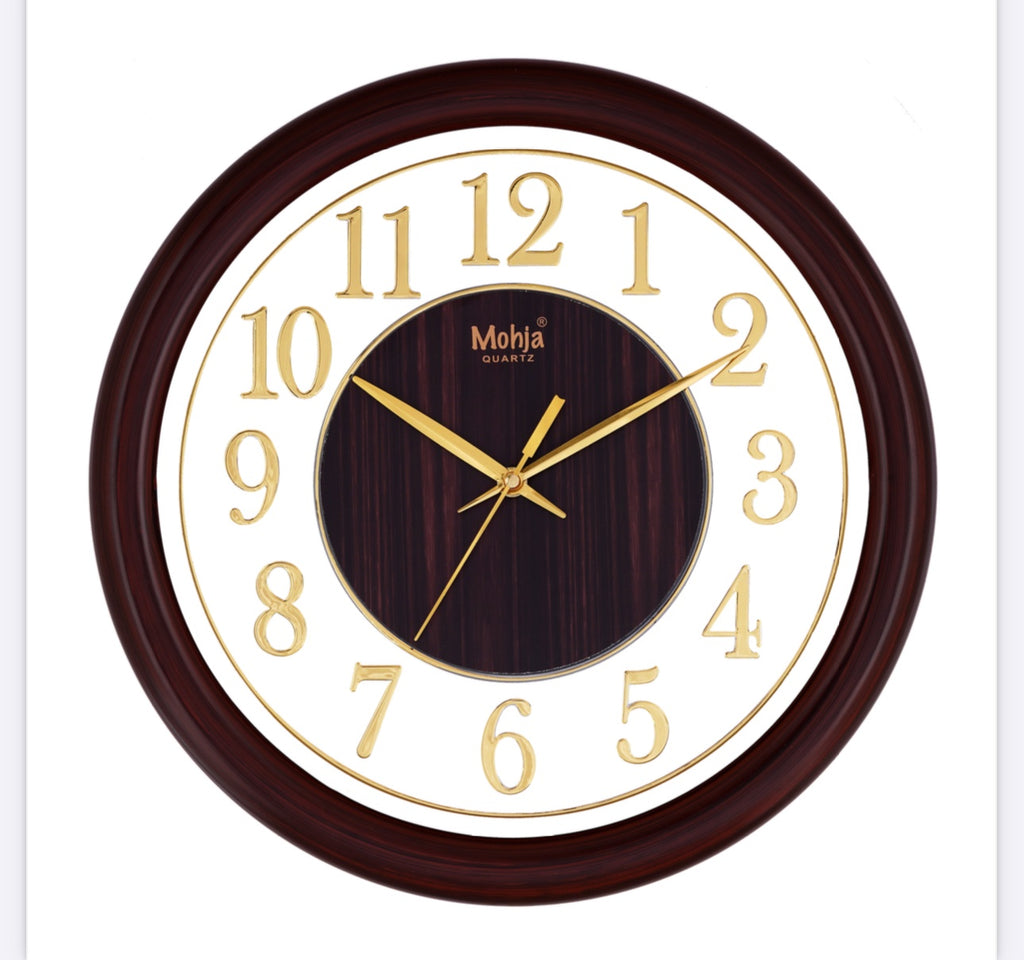 MOHJA 5 – Heritage Burgundy & Gold Round Wall Clock | 12 Inch – front view