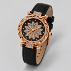 Rose Gold Floral Dial Watch & Bracelet Set — angled