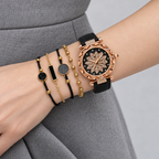 Rose Gold Floral Dial Watch & Bracelet Set — bracelet styling