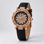 Rose Gold Floral Dial Watch & Bracelet Set — three quarter
