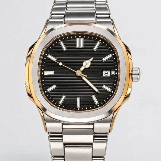 Urban Tonneau Black Dial Men's Watch — dial closeup