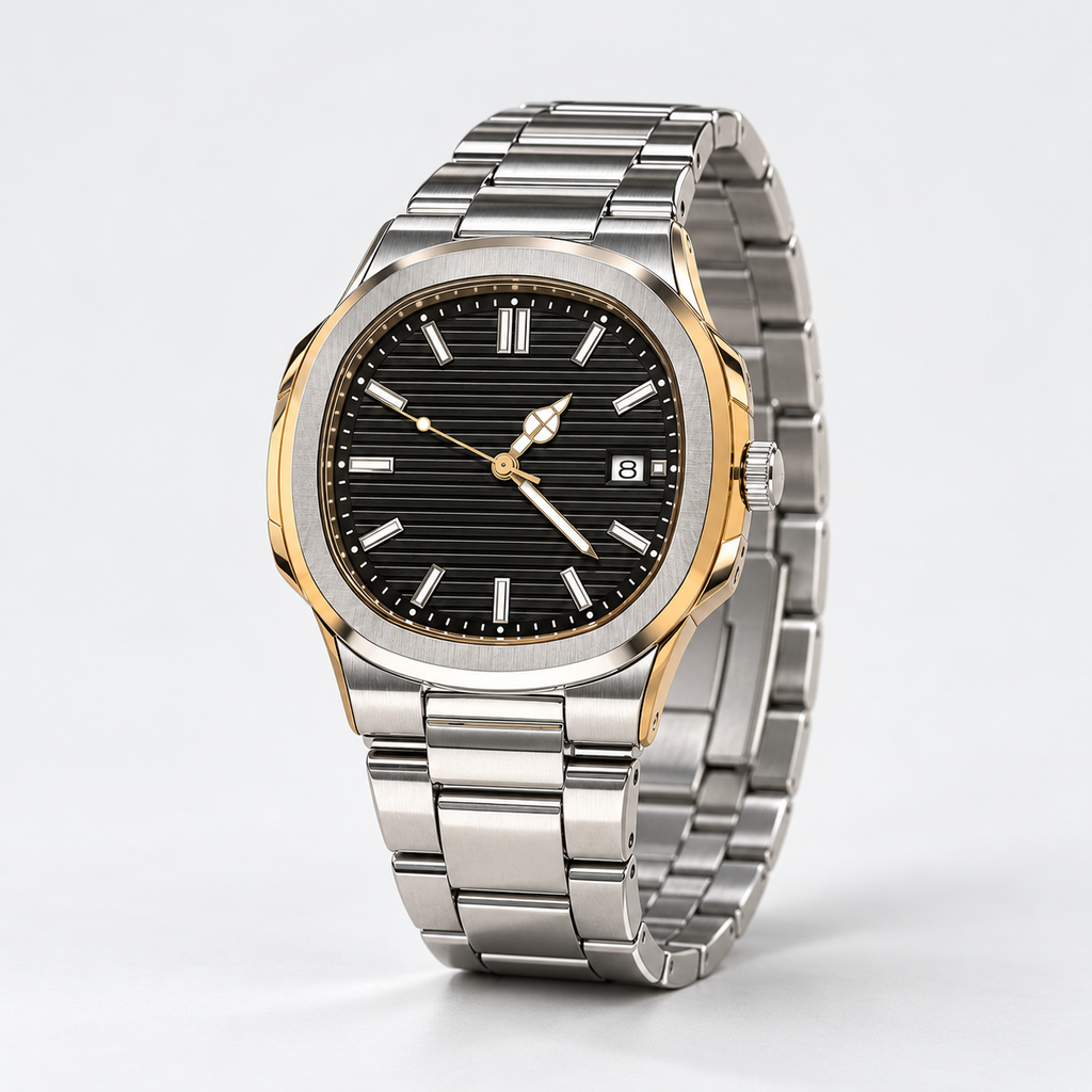 Urban Tonneau Black Dial Men's Watch — studio angle