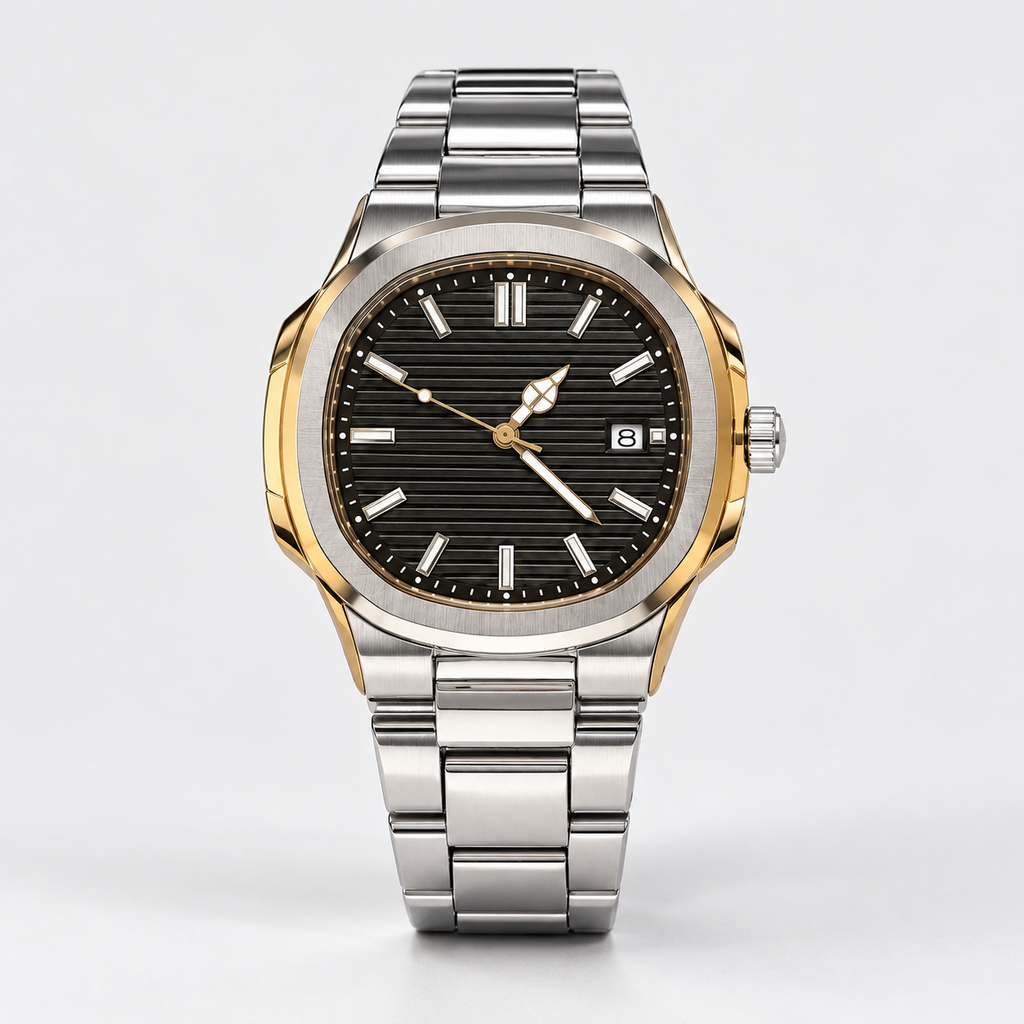 Urban Tonneau Black Dial Men's Watch — studio front view