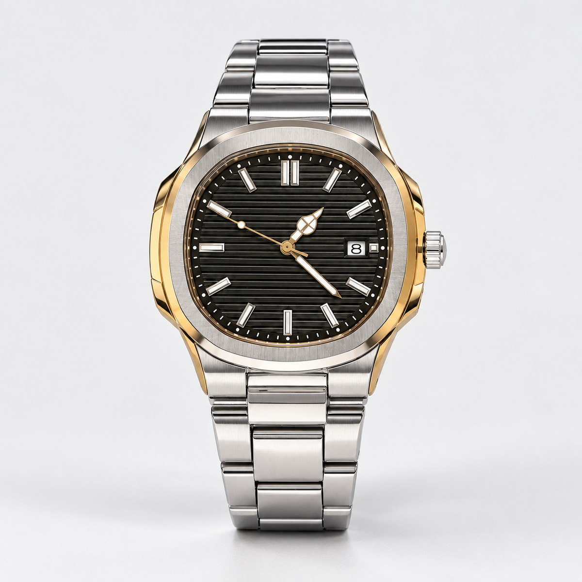 Urban Tonneau Black Dial Men's Watch — studio front view