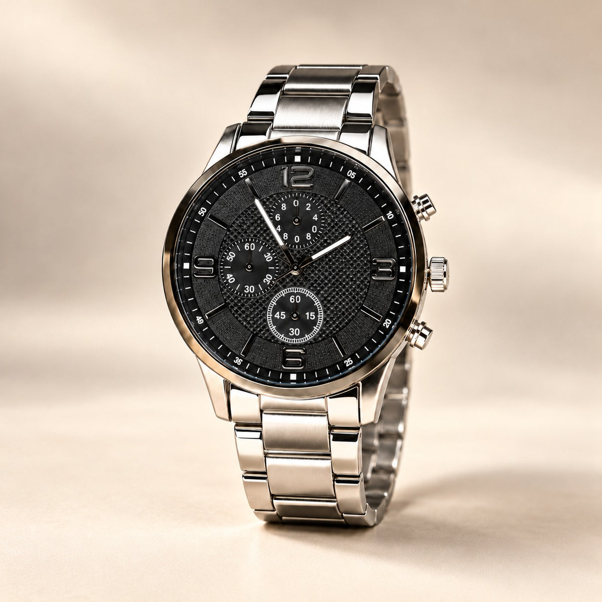 Carbon Noir Silver Bracelet Men's Watch - YJWM11