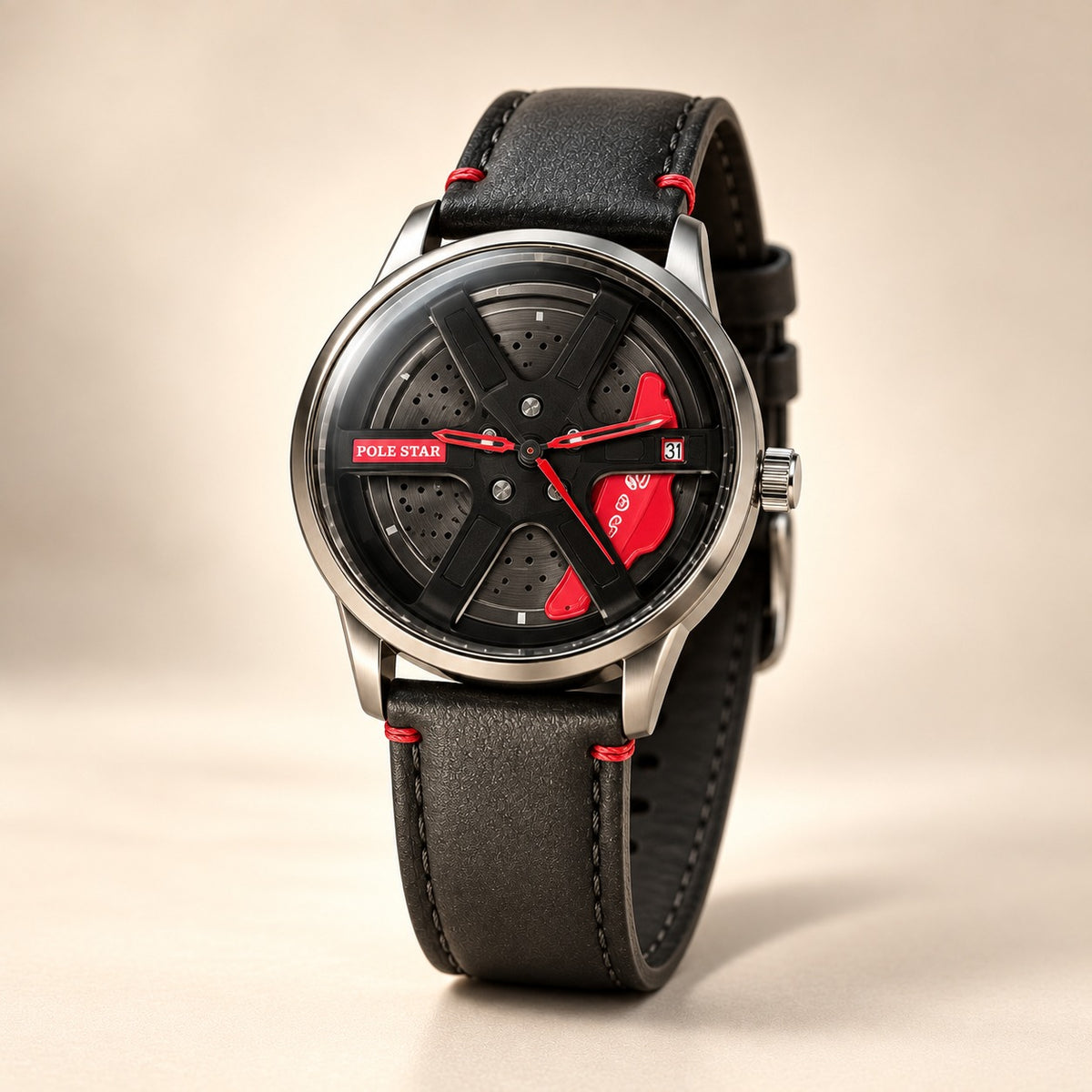 Crimson Circuit Red Accent Men's Watch - YJWM2