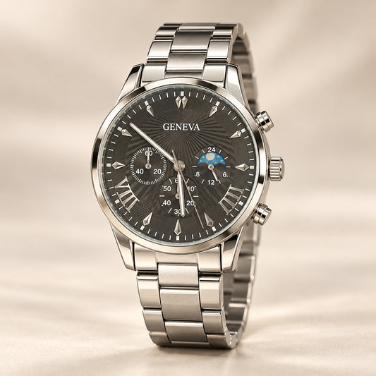 Midnight Executive Silver Bracelet Men's Watch - YJWM5