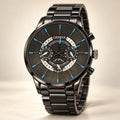 Electric Blue Accent Black Steel Men's Watch - YJWM9