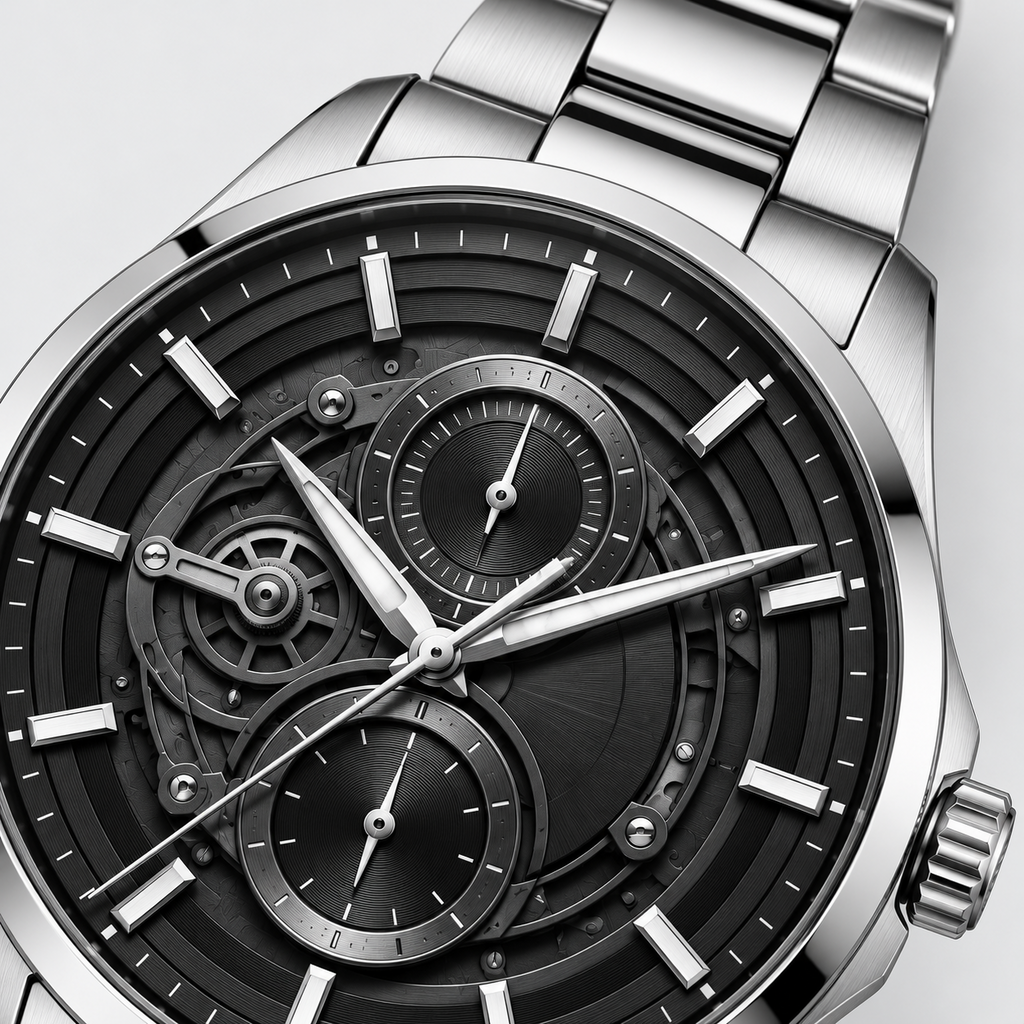 Midnight Mechanica Silver Bracelet Men's Watch - lifestyle pocket view