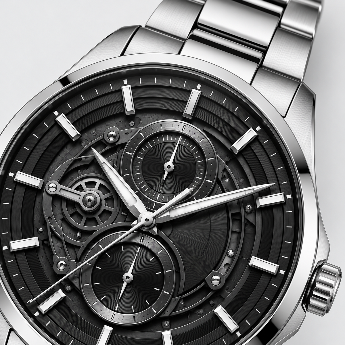 Midnight Mechanica Silver Bracelet Men's Watch - lifestyle pocket view