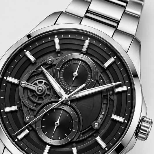 Midnight Mechanica Silver Bracelet Men's Watch - lifestyle pocket view