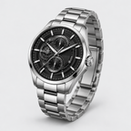 Midnight Mechanica Silver Bracelet Men's Watch - seated lifestyle view
