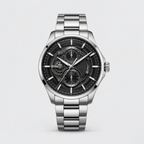 Midnight Mechanica Silver Bracelet Men's Watch - lifestyle wrist close-up
