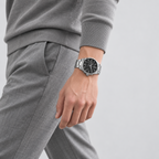 Midnight Mechanica Silver Bracelet Men's Watch - alternate studio angled view